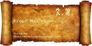 Kropf Márton névjegykártya