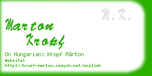 marton kropf business card